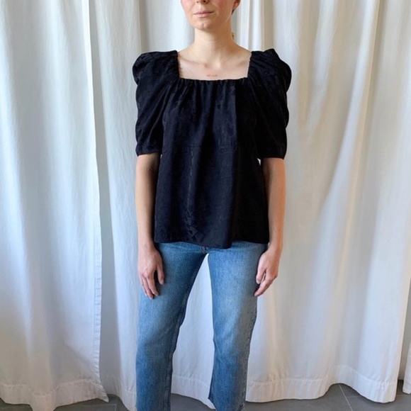 RACHEL COMEY Capa Puff-shoulder Top in Black - Picture 1 of 9